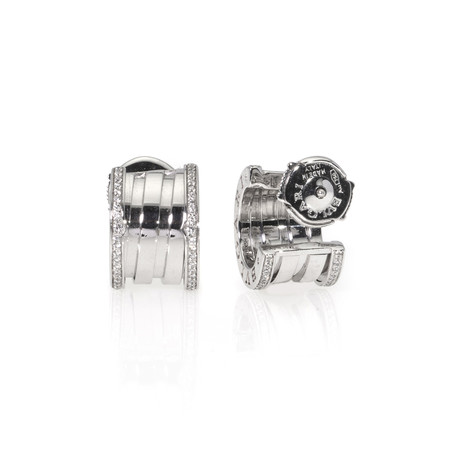 Bulgari B Zero 18k White Gold Diamond Huggie Earrings