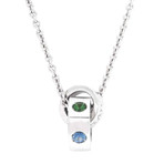 Bulgari Bulgari 18k White Gold Sapphire + Tsavorite Pendant Necklace