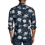 Woven Long-Sleeve Shirt // Navy Floral (XL)