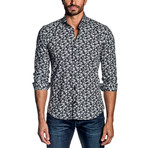 Woven Long-Sleeve Shirt // Black + White Floral (XL)