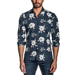 Woven Long-Sleeve Shirt // Navy Floral (S)