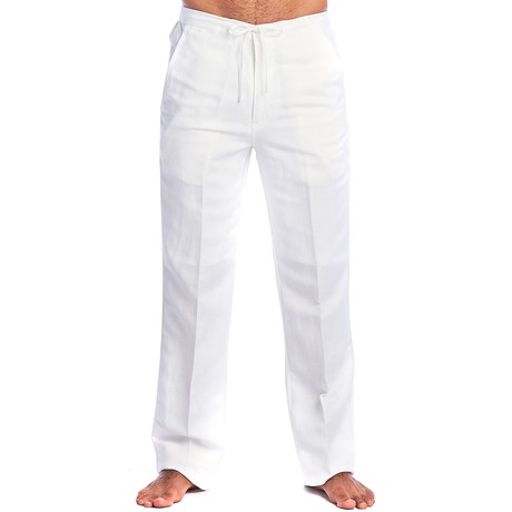 Casual Drawstring Pants // White (S)