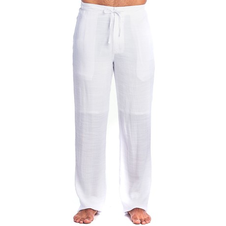 Beachwear Drawstring Pants // White (S)