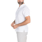 Lace-Up Neckline Short-Sleeve Shirt // White (S)