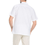 Casual Embroidered Short-Sleeve Shirt V2 // White (2XL)