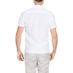 Lace-Up Neckline Short-Sleeve Shirt // White (S)