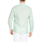 Casual Embroidered Long-Sleeve Shirt // Mint (L)