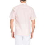 Casual Embroidered Short-Sleeve Shirt // Pink (L)