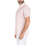 Casual Embroidered Short-Sleeve Shirt // Pink (L)