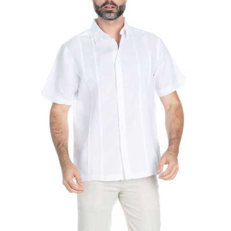 Casual Embroidered Short-Sleeve Shirt V2 // White (S)