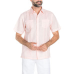 Casual Embroidered Short-Sleeve Shirt // Pink (L)