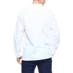 Mandarin Collar Lace-Up Neck Short-Sleeve Shirt // White (S)