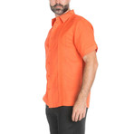 Casual Embroidered Short-Sleeve Shirt // Salmon (L)