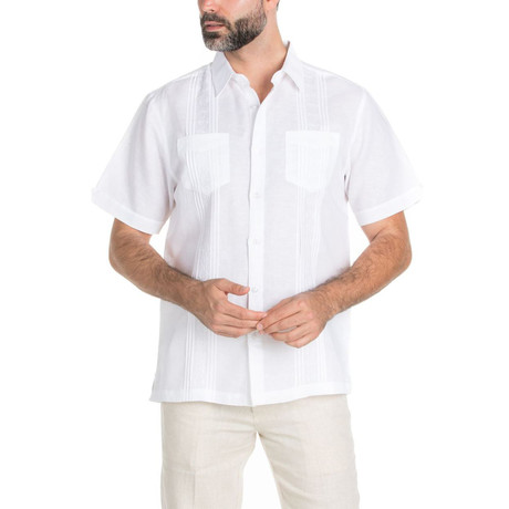 Casual Embroidered Short-Sleeve Shirt V1 // White (S)