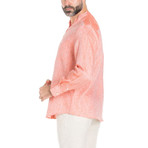 Mandarin Collar Long-Sleeve Shirt // Salmon (M)