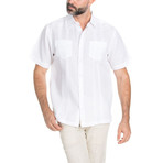 Casual Embroidered Short-Sleeve Shirt V1 // White (XL)