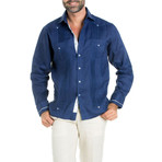 Guayabera Long-Sleeve Shirt // Navy (2XL)