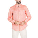 Mandarin Collar Long-Sleeve Shirt // Salmon (M)