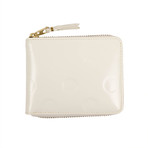 Leather Polka Dot Embossed Small Wallet // White