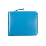 Leather Cardholder Zip Around Wallet // Blue