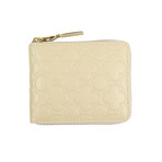 Leather Clover Embossed Small Wallet // Ivory