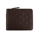Leather Clover Cardholder Zip Around Wallet // Brown