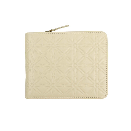 Leather Star Cardholder Zip Around Wallet // Ivory