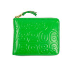 Leather Number Embossed Small Wallet V1 // Green