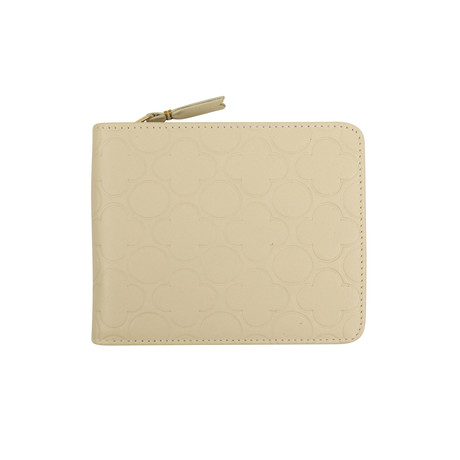 Leather Clover Cardholder Zip Around Wallet // Ivory