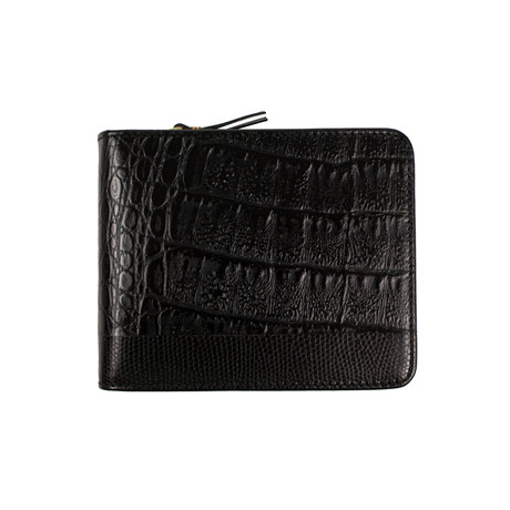 Reptile Leather Patchwork Cardholder Wallet // Black