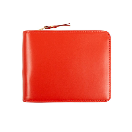 Leather Cardholder Zip Around Wallet // Red