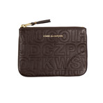 Leather Letter Embossed Wallet Pouch // Brown