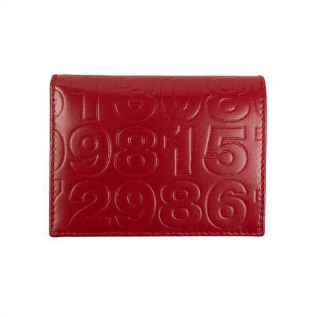 Leather Number Embossed Cardholder Wallet // Red