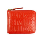 Leather Letter Embossed Small Wallet // Red