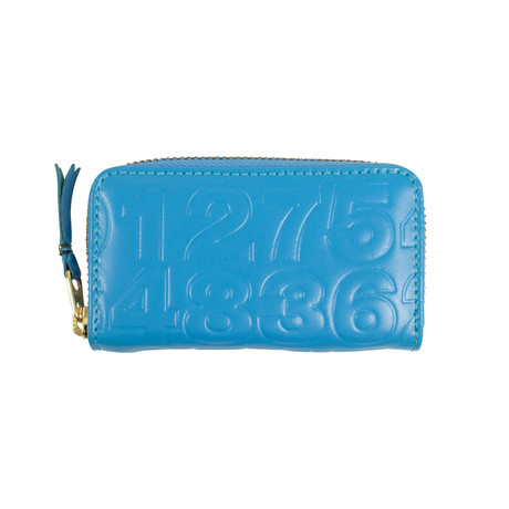 Leather Number Embossed Mini Wallet Coin Purse // Blue