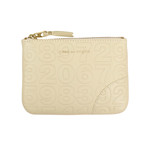 Leather Number Embossed Wallet Pouch // Ivory