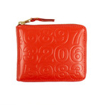 Leather Number Embossed Small Wallet // Red