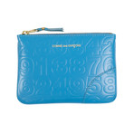 Leather Number Embossed Wallet Pouch // Blue