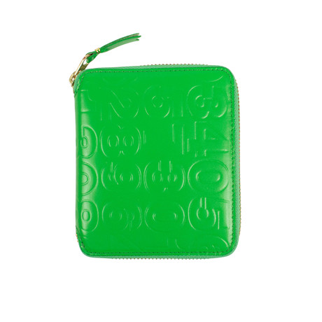 Leather Number Embossed Patchwork Square Wallet // Green