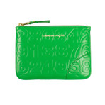 Leather Number Embossed Wallet Pouch // Green