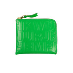 Leather Letter Embossed Slim Wallet // Green