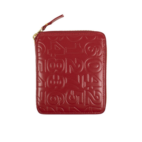 Leather Number Embossed Patchwork Square Wallet // Red