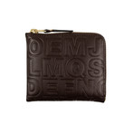 Leather Letter Embossed Slim Wallet // Brown