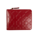 Leather Clover Cardholder Zip Around Wallet // Red