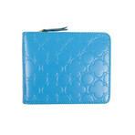 Leather Clover Cardholder Zip Around Wallet // Blue