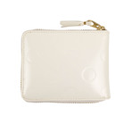 Leather Polka Dot Embossed Small Wallet // White