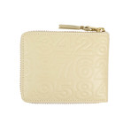 Leather Number Embossed Small Wallet // Ivory