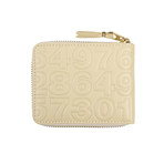 Leather Number Embossed Small Wallet V1 // Ivory