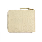 Leather Letter Embossed Small Wallet // Ivory