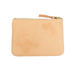 Leather Butterfly Embossed Wallet Pouch // Beige